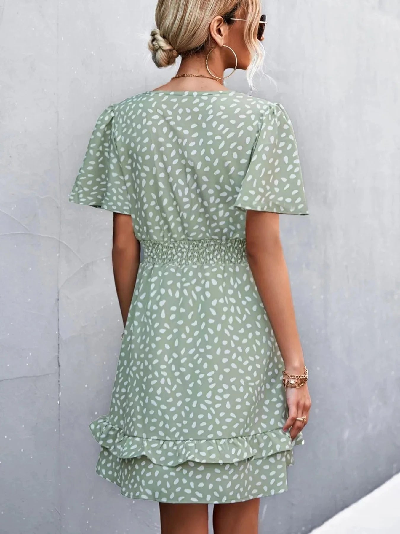 V-Neck Flutter Sleeve Mini Dress The Nichole Collection