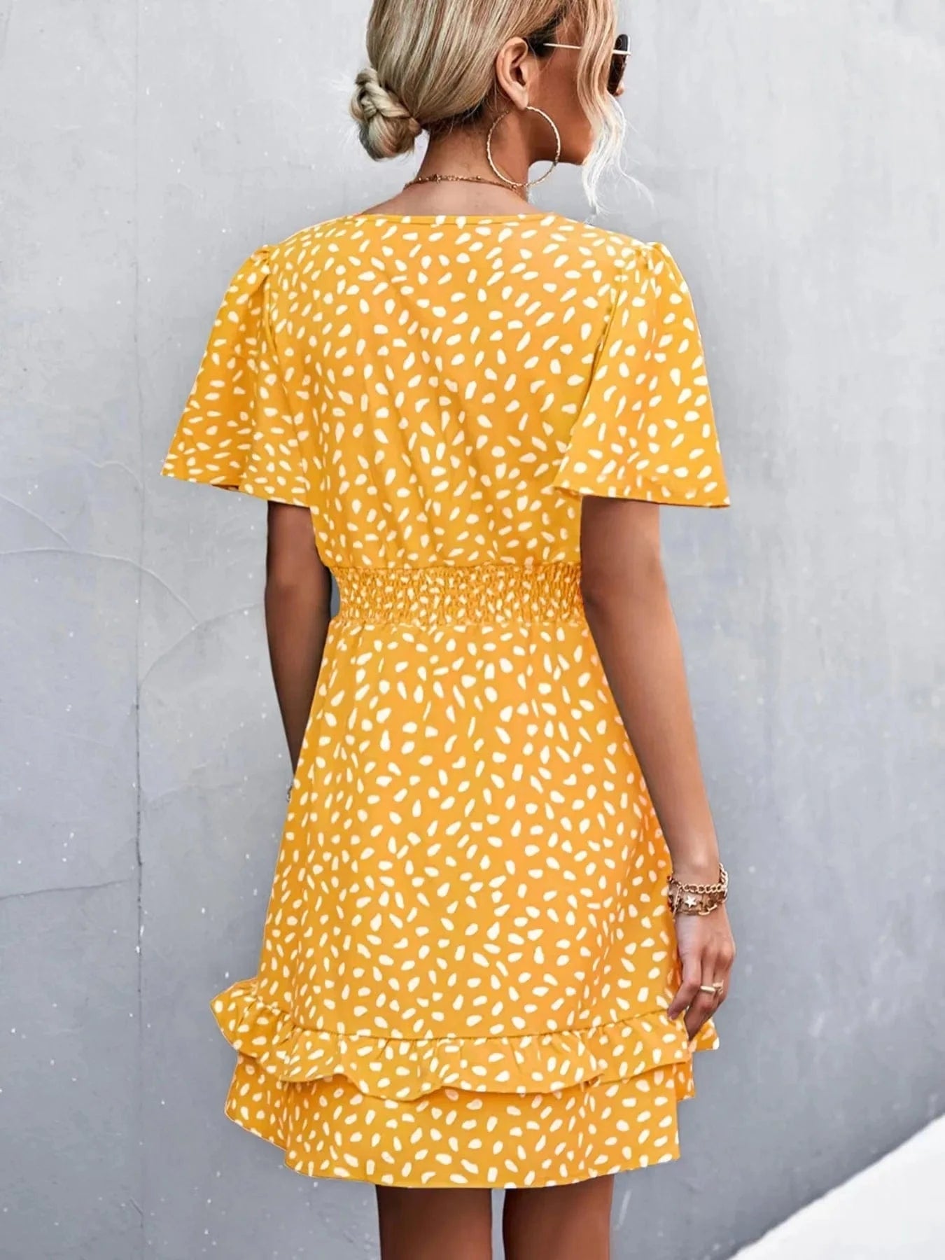 V-Neck Flutter Sleeve Mini Dress The Nichole Collection