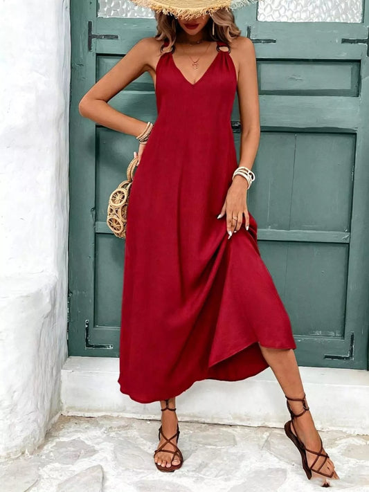 V-Neck Sleeveless Midi Dress The Nichole Collection - Official Site