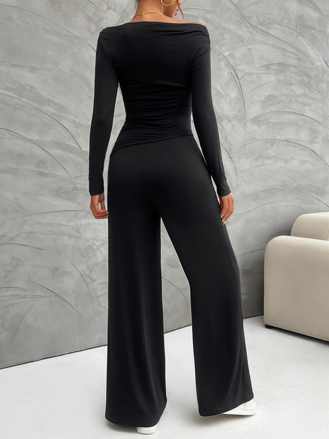 Weekend Perfect Long Sleeve Top and Wide Leg Pants Set The Nichole Collection