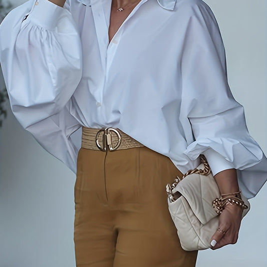 Women’s Batwing Sleeve Button-Up Blouse – Relaxed Fit Lapel Shirt Shirts & Tops The Nichole Collection - Official Site