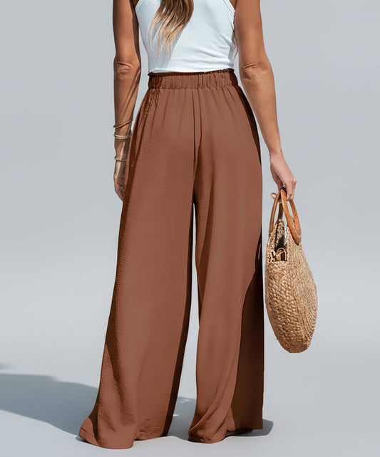 Women's Casual Wide Leg Pants – Elastic Waist Loose Fit Pants with Pockets The Nichole Collection