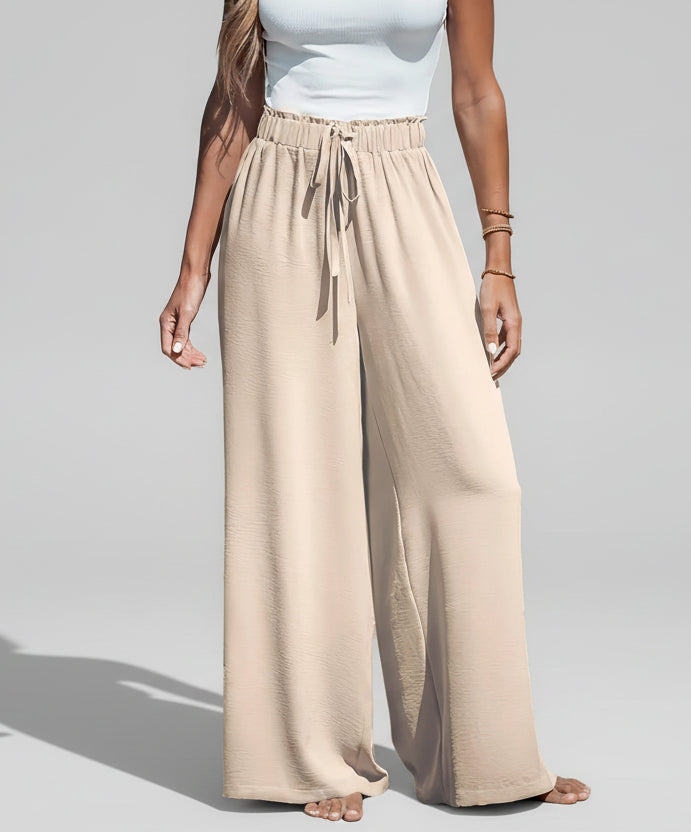 Women's Casual Wide Leg Pants – Elastic Waist Loose Fit Pants with Pockets Khaki / XS / United States The Nichole Collection