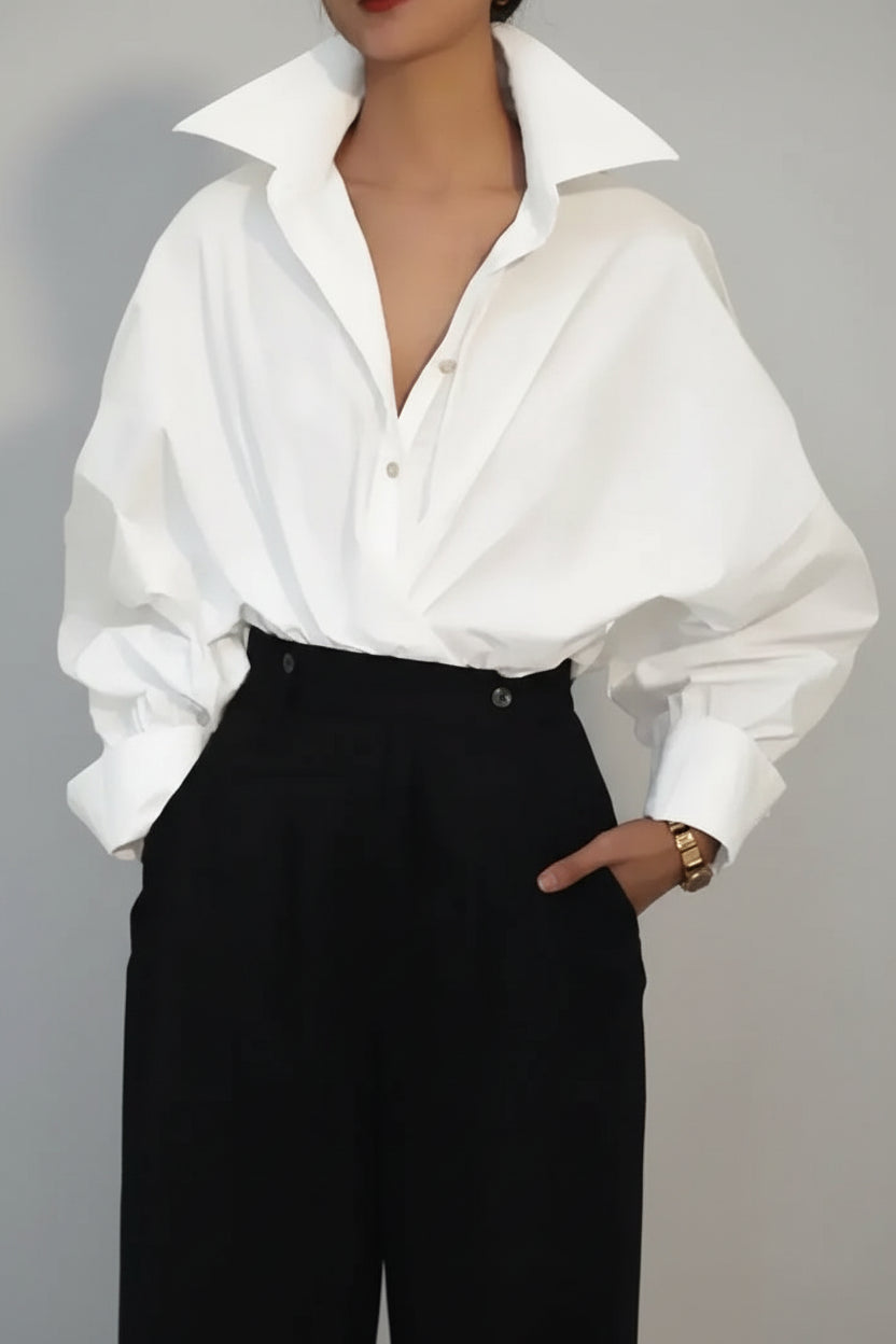Cotton Batwing Lapel Blouse Blouses The Nichole Collection - Official Site
