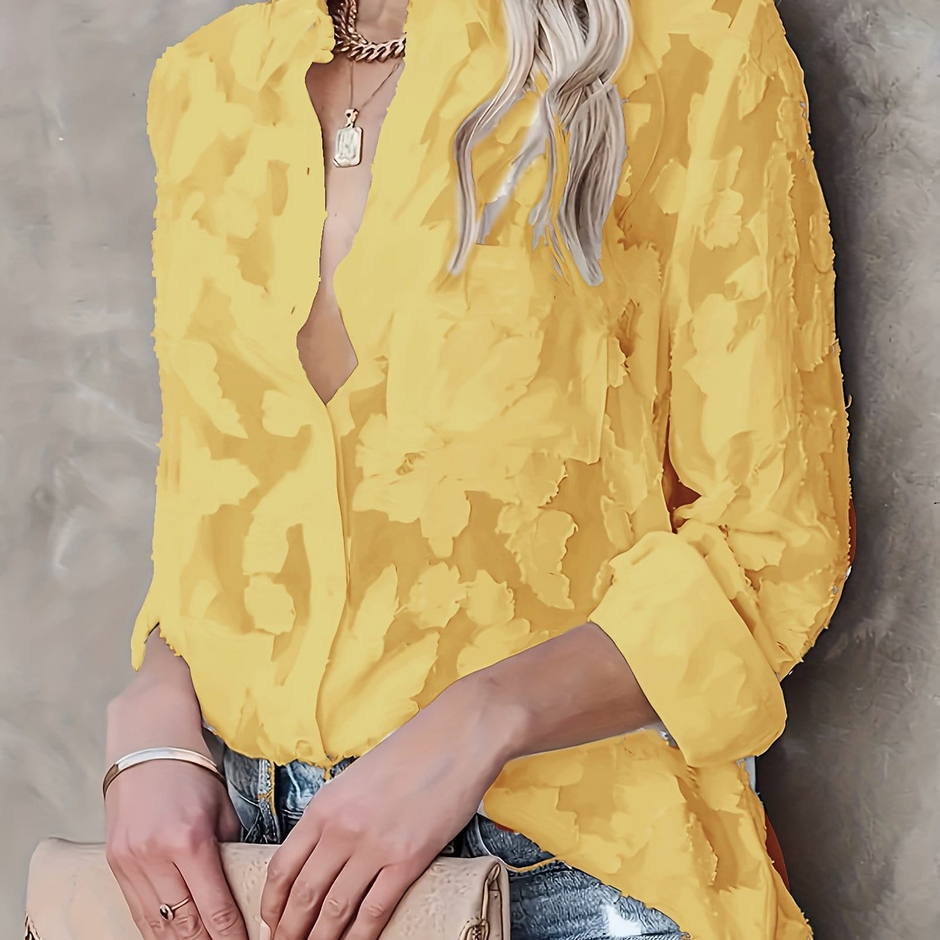 Floral Blouse Women's Spring Elegant Top Lemon Yellow / S Shirts & Tops The Nichole Collection - Official Site