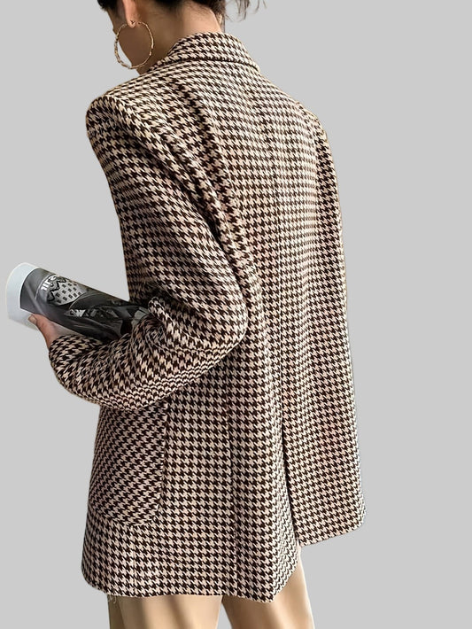 Women’s Fall Brown & White Houndstooth Blazer Blazers The Nichole Collection - Official Site