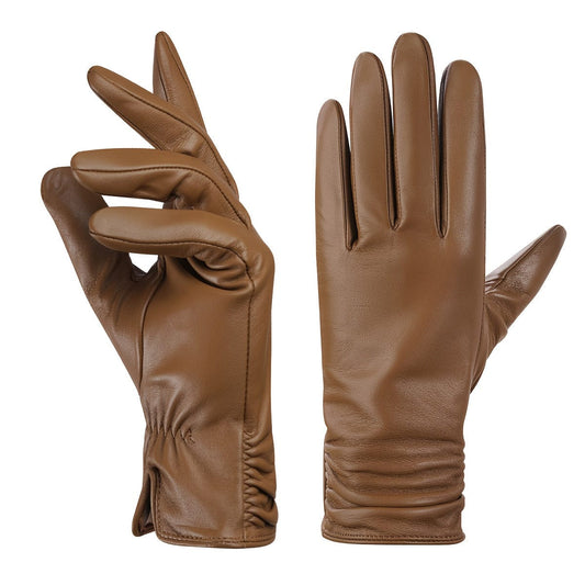 Sheepskin Touchscreen Gloves - Coffee / S