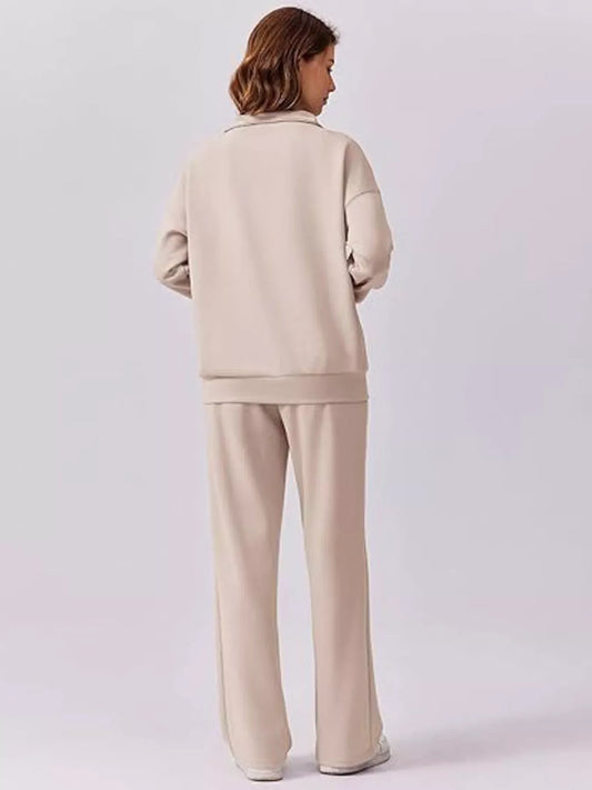 Women’s Relaxed Fit Quarter-Zip Top & Pants Set Women's Sets The Nichole Collection - Official Site