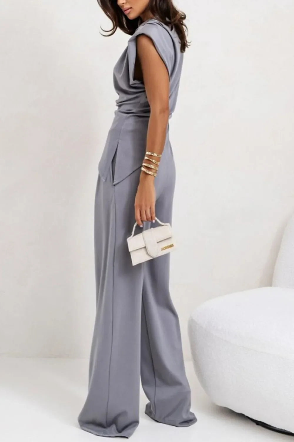 Women's Ruched Two-Piece Top and Pants Set Women's Sets The Nichole Collection - Official Site