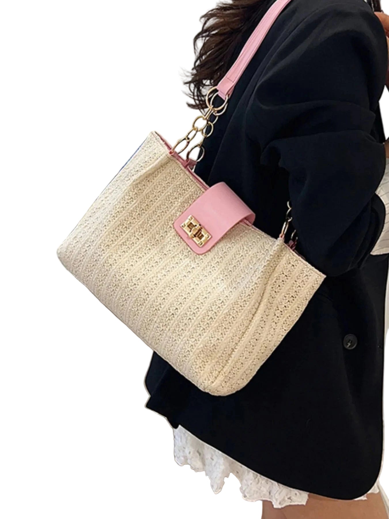 Woven Straw Shoulder Bag Shoulder Bags The Nichole Collection - Official Site