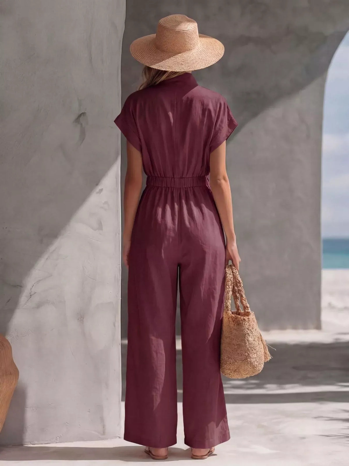 Zipper Front Wide Leg Jumpsuit | The Nichole Collection