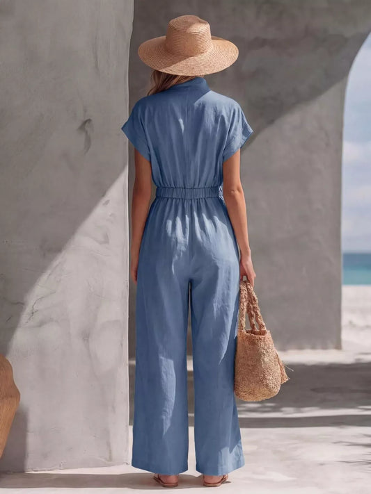 Zipper Front Wide Leg Jumpsuit | The Nichole Collection