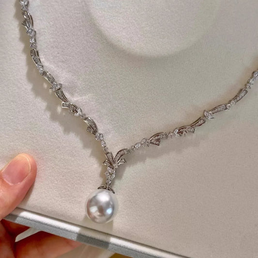 Zircon Pearl Pendant Necklace Silver / One Size The Nichole Collection - Official Site