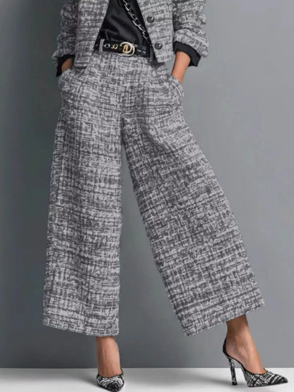 Tweed Cropped Jacket & Wide-Leg Pants Set The Nichole Collection - Official Site