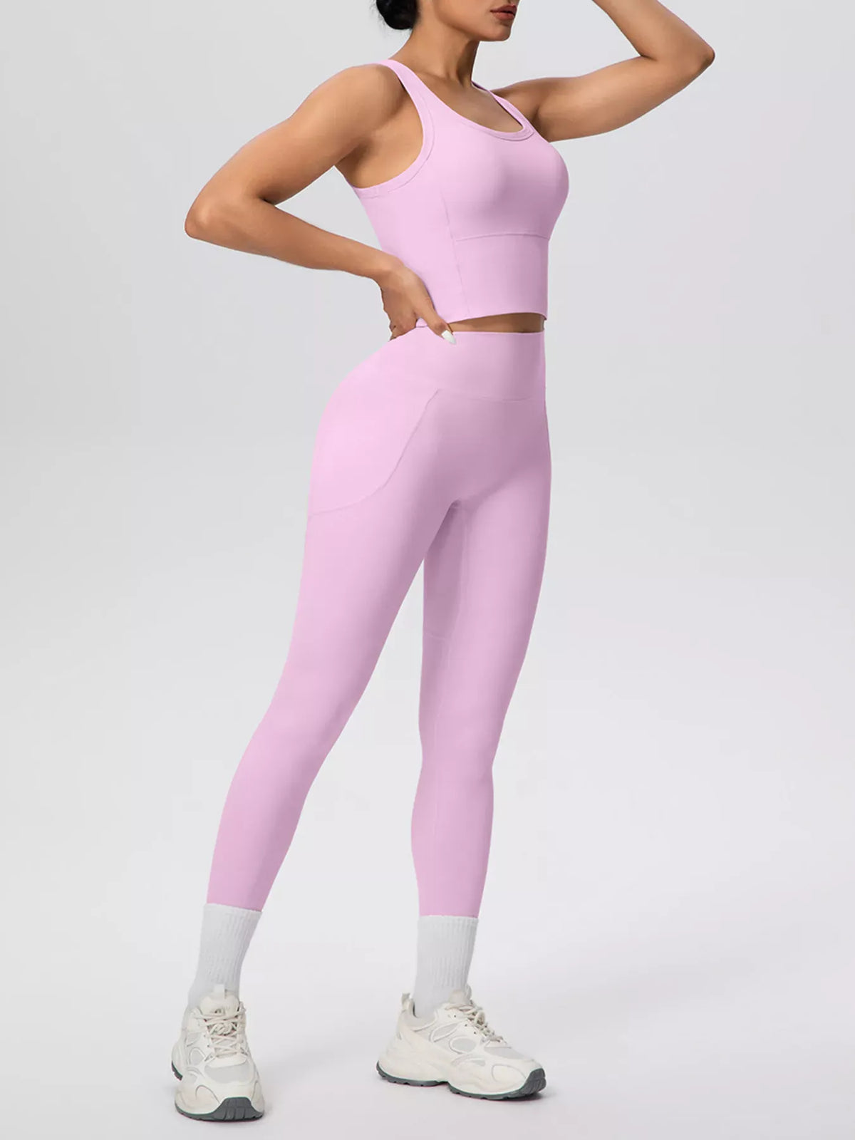 Scoop-Neck Tank and High-Waisted Leggings Active Set The Nichole Collection - Official Site