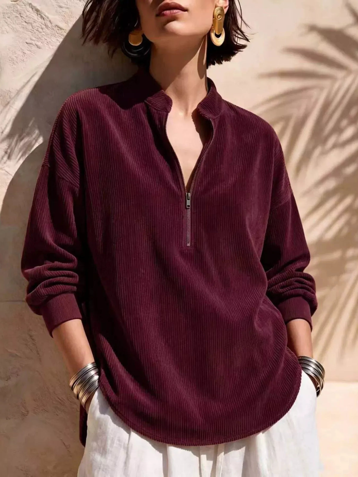 ASPEN CORDUROY HALF-ZIP SWEATER The Nichole Collection - Official Site