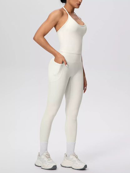 Halter-Neck Cami and High-Waisted Leggings Active Set The Nichole Collection - Official Site
