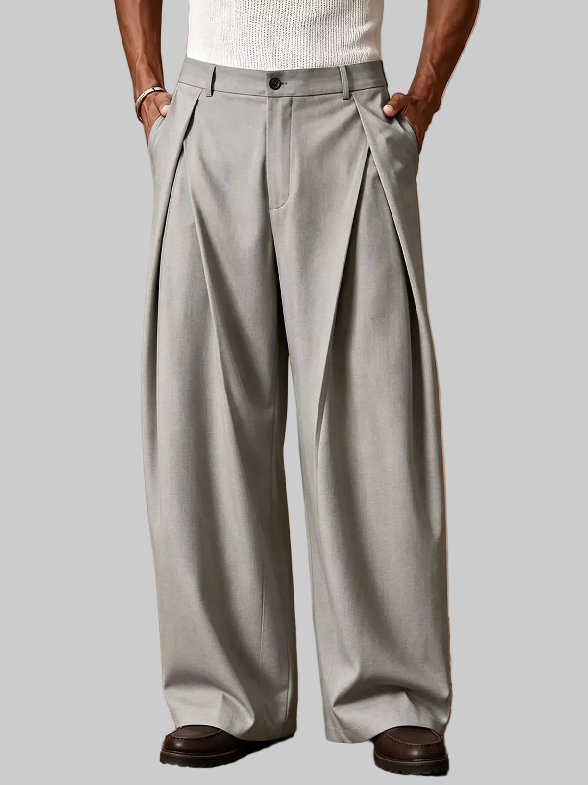 Men's High-Waisted Wide-Leg Pleated Dress Pants The Nichole Collection