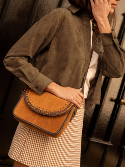 Cropped Faux-Suede Button-Front Jacket The Nichole Collection - Official Site