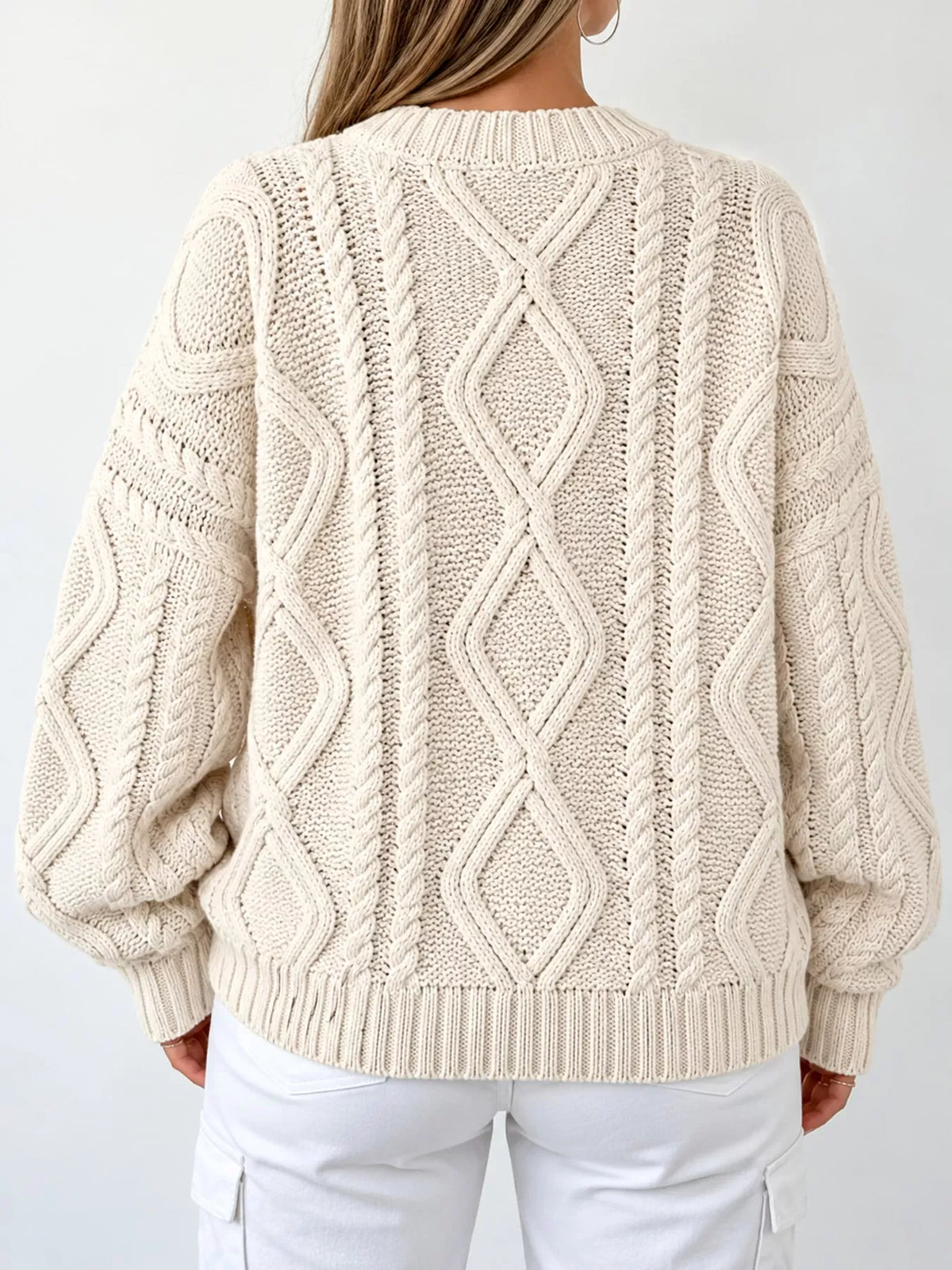 Cable-Knit Round-Neck Sweater The Nichole Collection