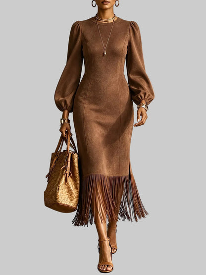 FRINGE HEM MIDI DRESS The Nichole Collection - Official Site