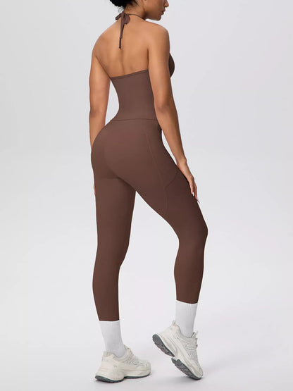 Halter-Neck Cami and High-Waisted Leggings Active Set The Nichole Collection - Official Site