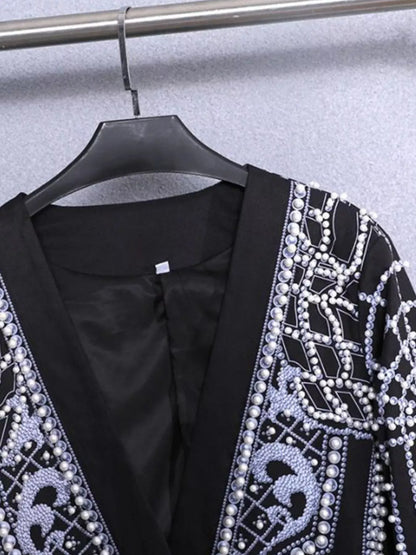 Pearl-Embellished One-Button Blazer The Nichole Collection