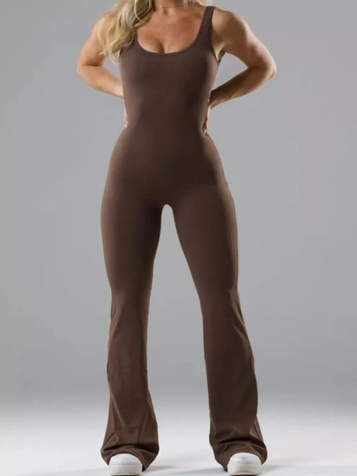 Seamless Scoop-Neck Flared Jumpsuit The Nichole Collection - Official Site
