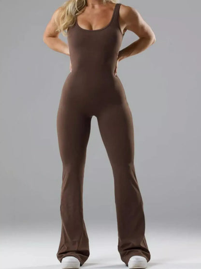 Seamless Scoop-Neck Flared Jumpsuit The Nichole Collection - Official Site