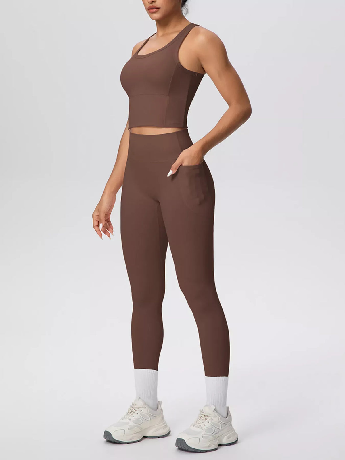 Scoop-Neck Tank and High-Waisted Leggings Active Set The Nichole Collection - Official Site