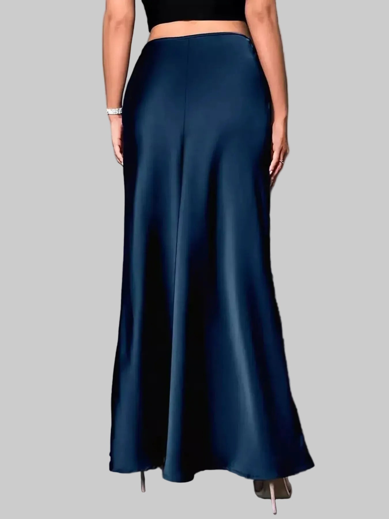 Satin Maxi Skirt with Elastic Waist | The Nichole Collection
