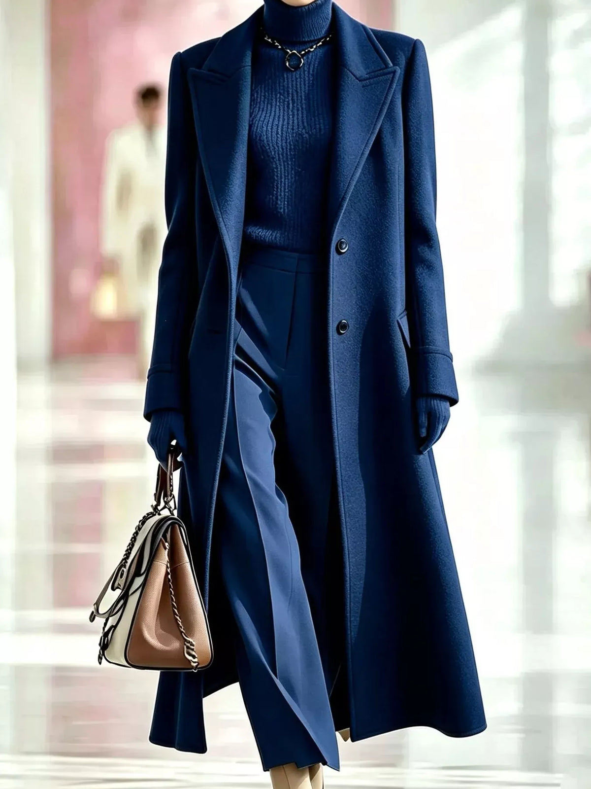 Lapel Collar Longline Coat The Nichole Collection