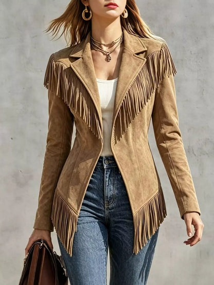 Western Fringe Open-Front Lapel Jacket The Nichole Collection - Official Site