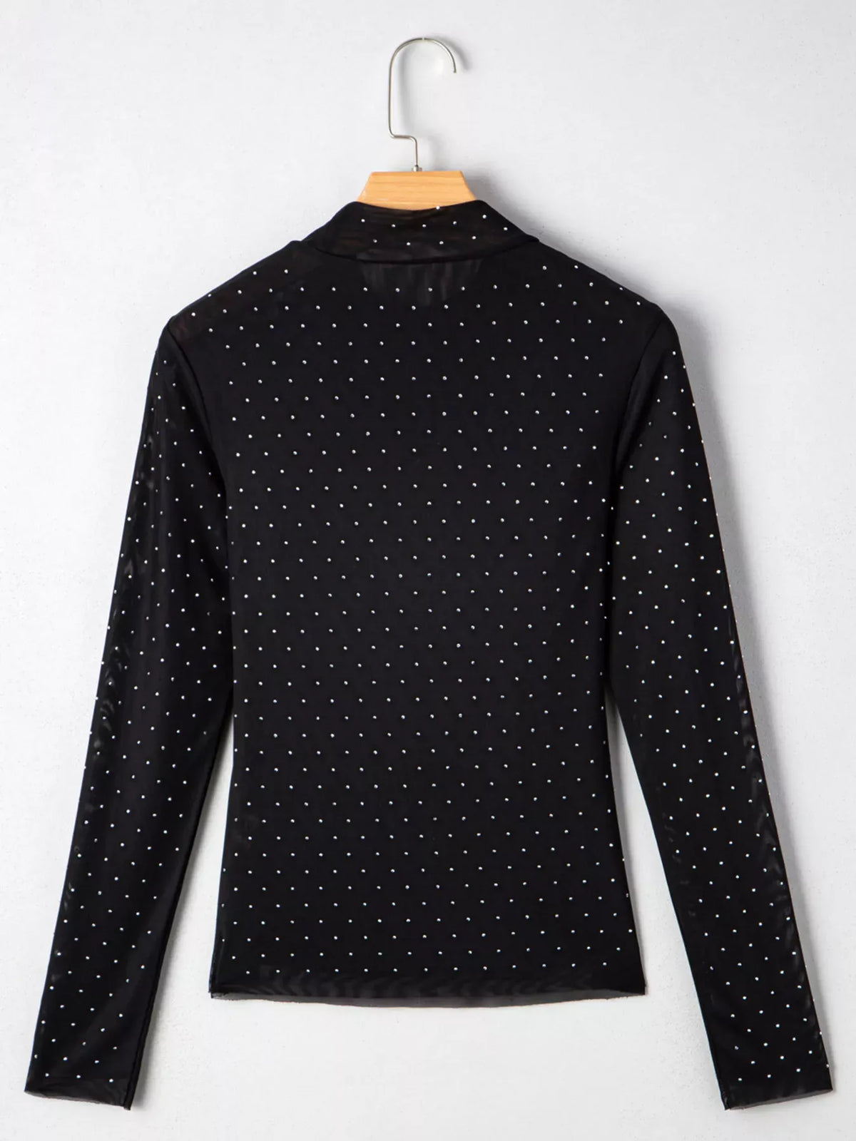 Rhinestone-Embellished Mesh Top The Nichole Collection - Official Site