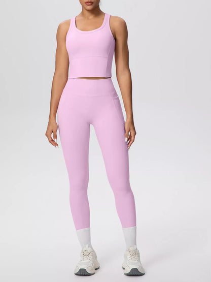 Scoop-Neck Tank and High-Waisted Leggings Active Set The Nichole Collection - Official Site