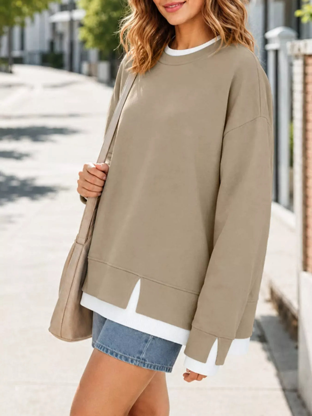 CONTRAST-TRIM CREWNECK SWEATSHIRT The Nichole Collection - Official Site