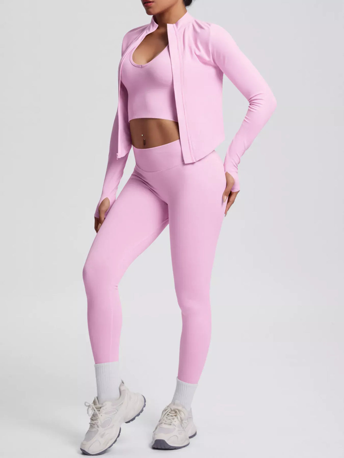 Tank, Zip-Up Jacket and Leggings Active Set The Nichole Collection - Official Site