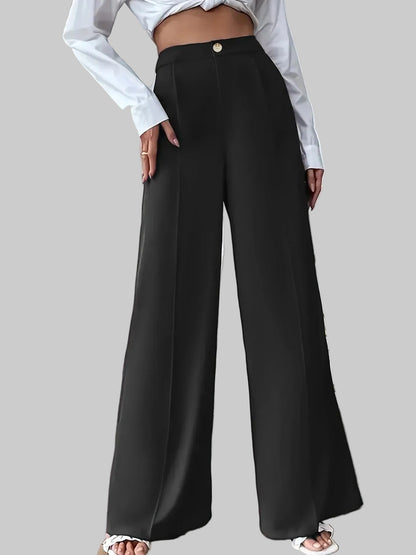 High Waist Wide Leg Trouser Pants with Pockets | The Nichole Collection