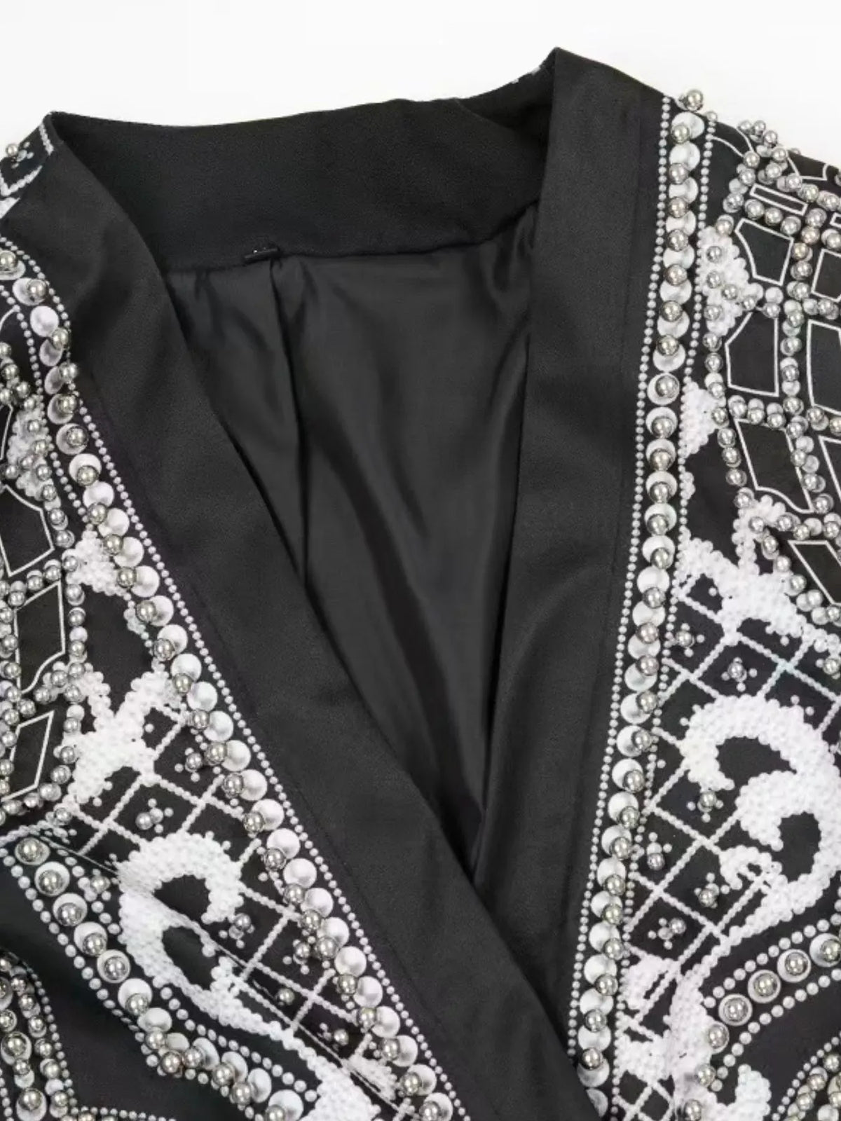 Pearl-Embellished One-Button Blazer The Nichole Collection