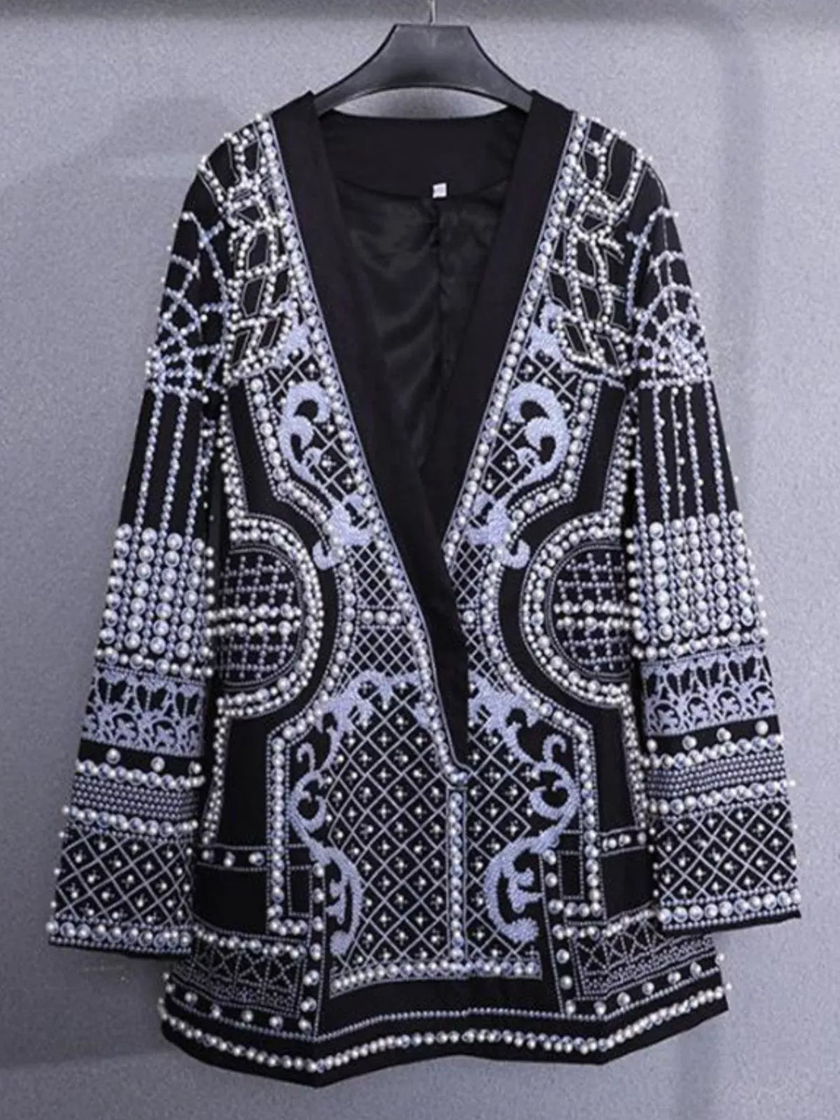 Pearl-Embellished One-Button Blazer The Nichole Collection