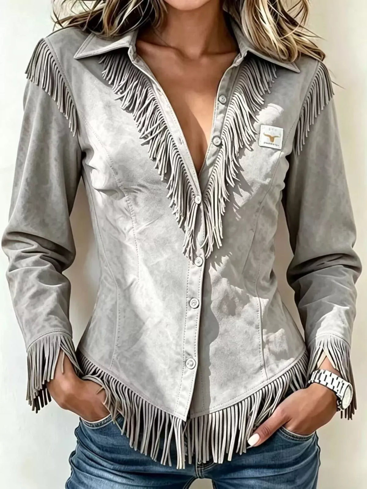 BUTTON FRONT FRINGE TOP The Nichole Collection - Official Site
