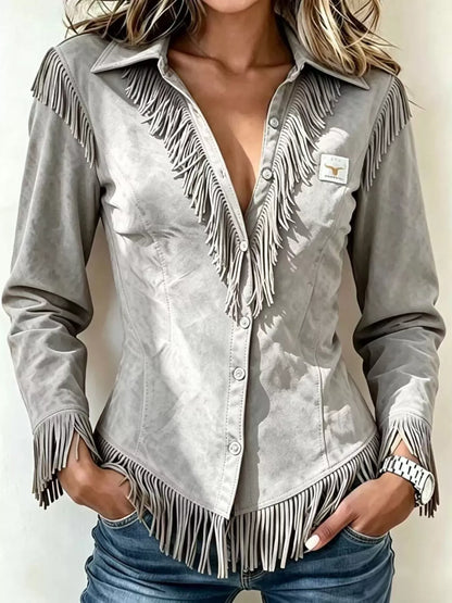 BUTTON FRONT FRINGE TOP The Nichole Collection - Official Site