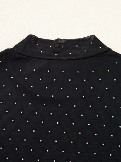 Rhinestone-Embellished Mesh Top The Nichole Collection - Official Site