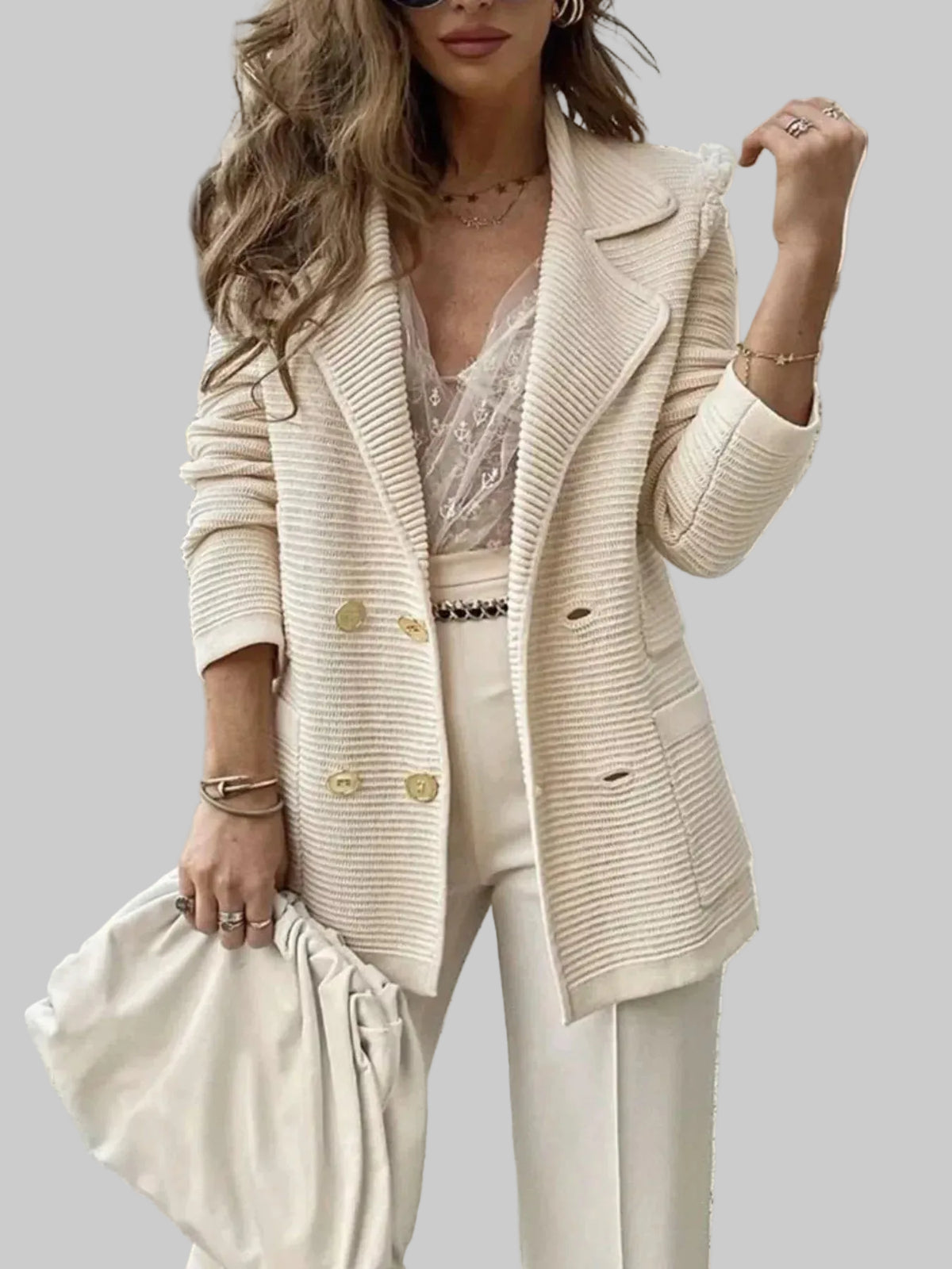 DOUBLE-BREASTED TEXTURED JACKET The Nichole Collection - Official Site