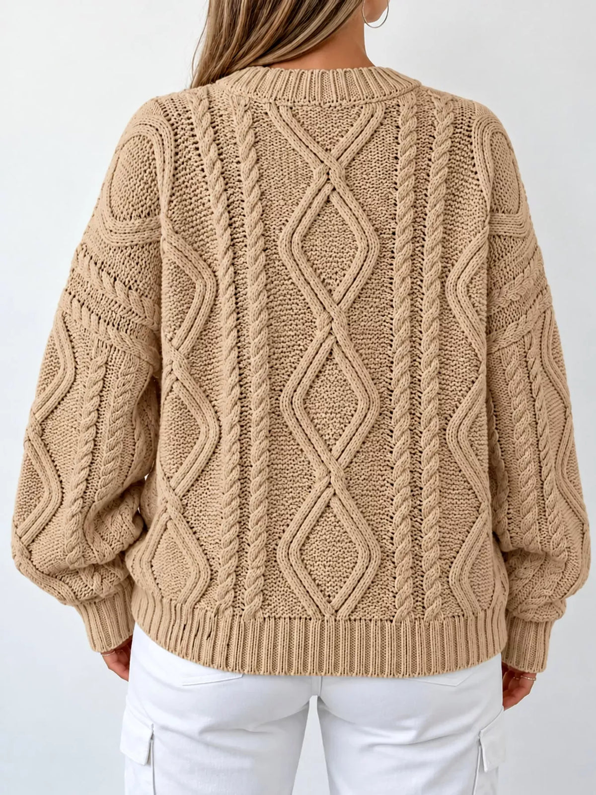 Cable-Knit Round-Neck Sweater The Nichole Collection
