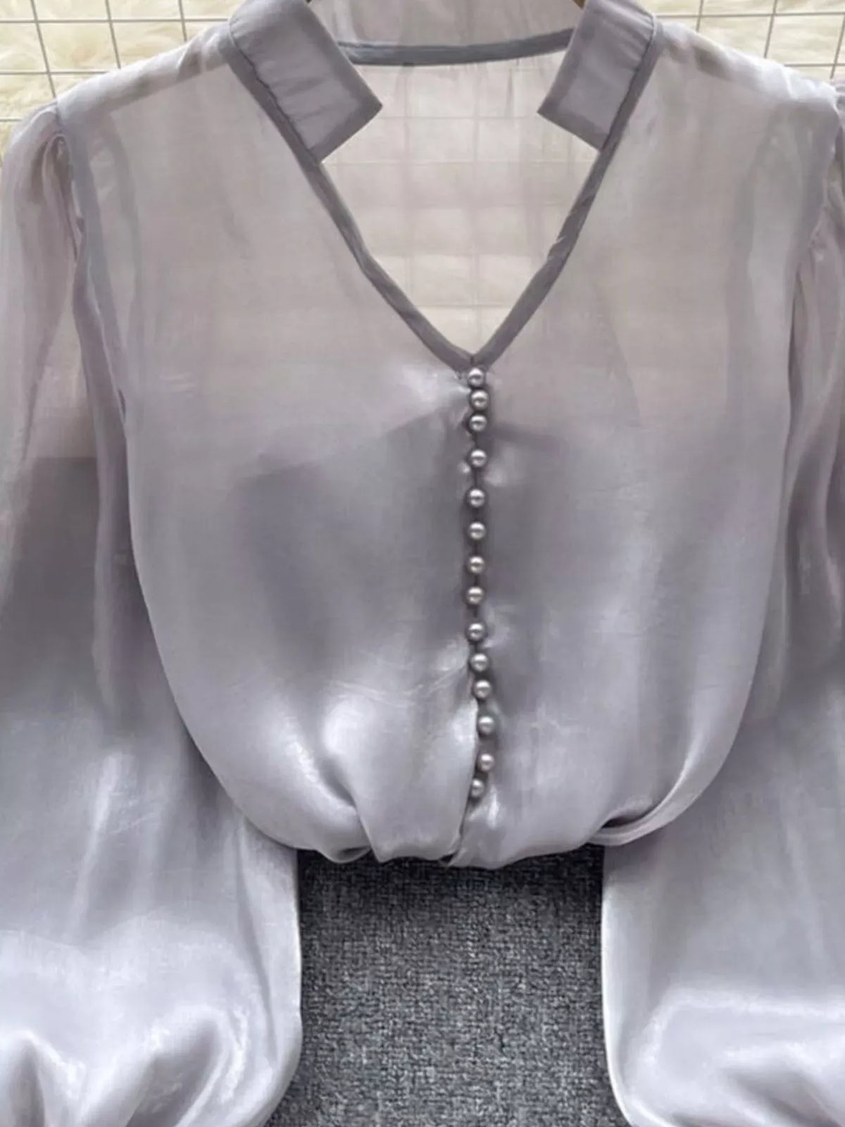Sheer Floral-Embellished Shirt The Nichole Collection