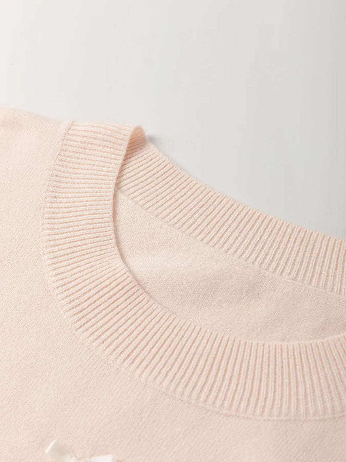 Pearl-Embellished Bow-Detail Short-Sleeve Sweater The Nichole Collection