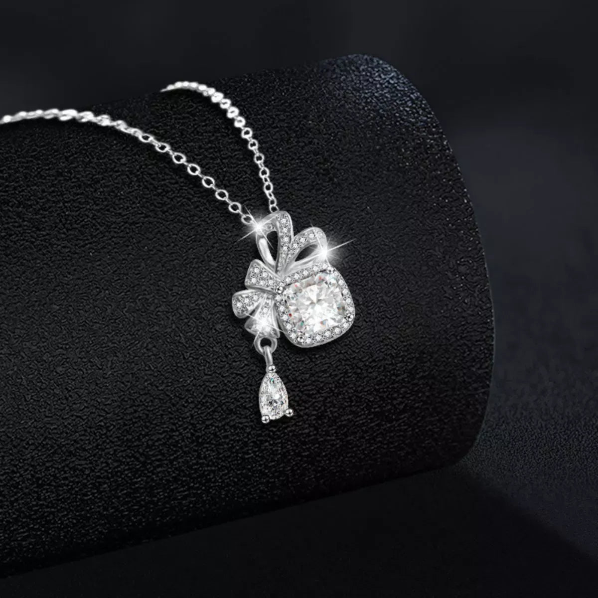 1.5 Carat Moissanite 925 Sterling Silver Bowknot Pendant Necklace Silver / One Size The Nichole Collection