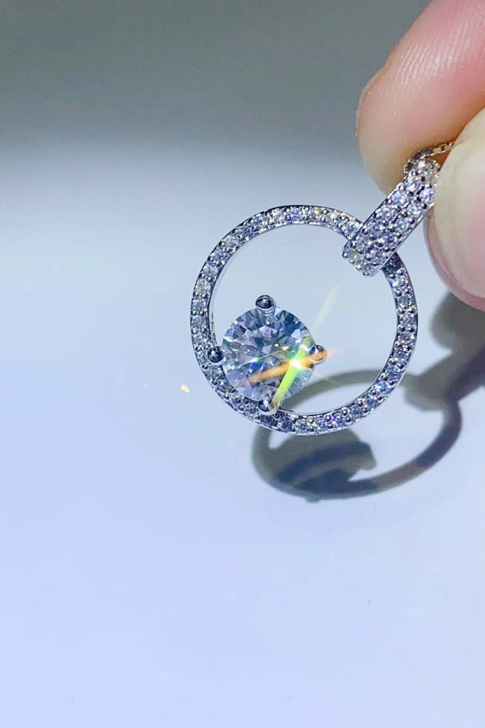 1 Carat Moissanite 925 Sterling Silver Necklace Silver / One Size The Nichole Collection