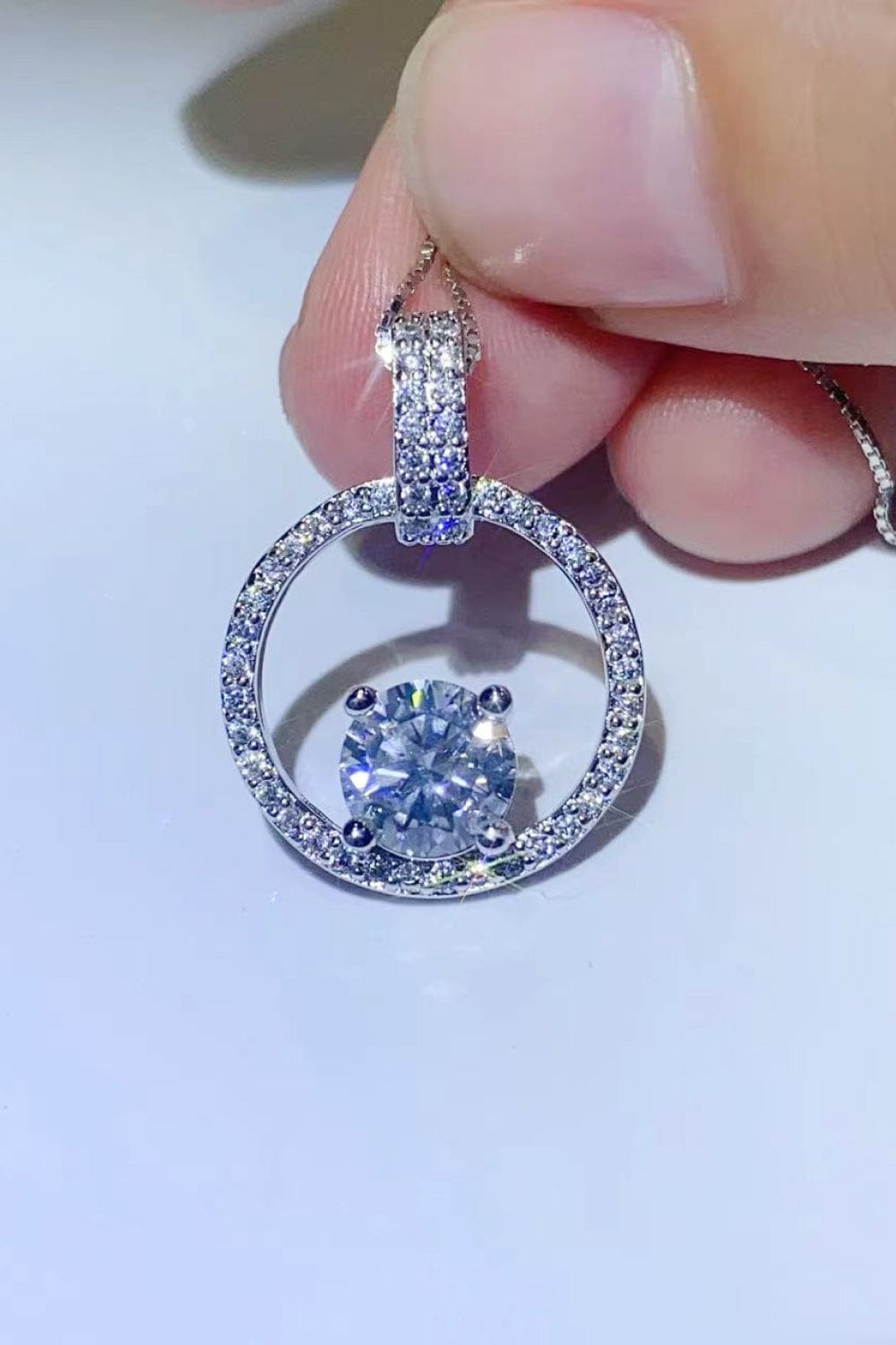 1 Carat Moissanite 925 Sterling Silver Necklace Silver / One Size The Nichole Collection